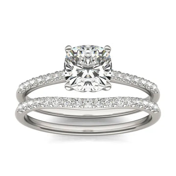 Cushion Signature Petite Side-Stone Bridal Set