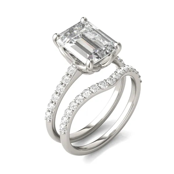 Emerald Ethereal Side-Stone Bridal Set