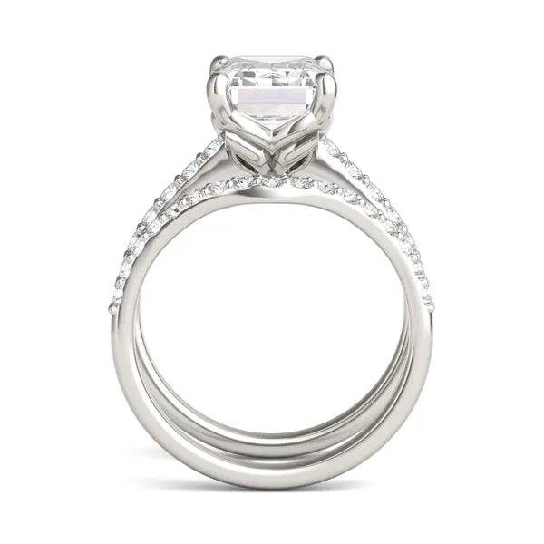 Emerald Ethereal Side-Stone Bridal Set