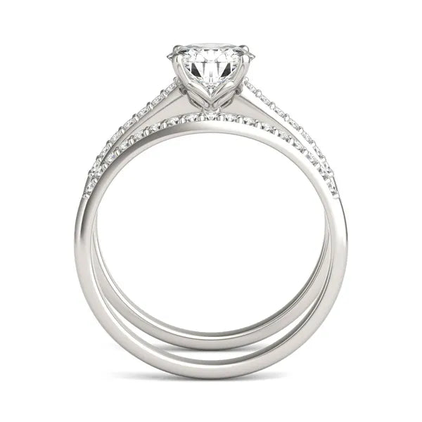 Round Hearts & Arrows Signature Petite Side-Stone Bridal Set
