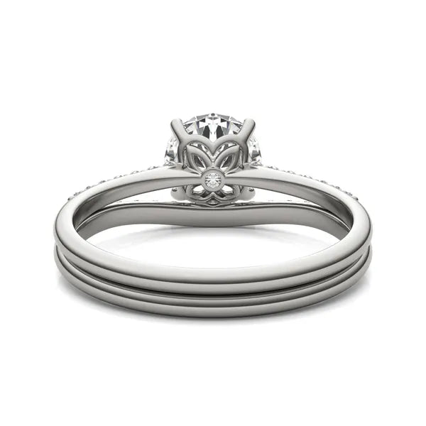 Round Hearts & Arrows Signature Petite Side-Stone Bridal Set