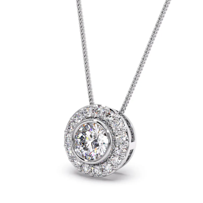Radiant Round cut Moissanite Pendant | 925 sterling silver| GRA certified Moissanites