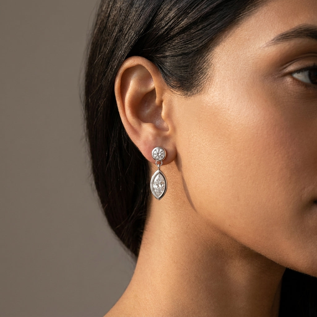 Meiara AI Lifestyle — Aria Petite Bezel Drop Earrings