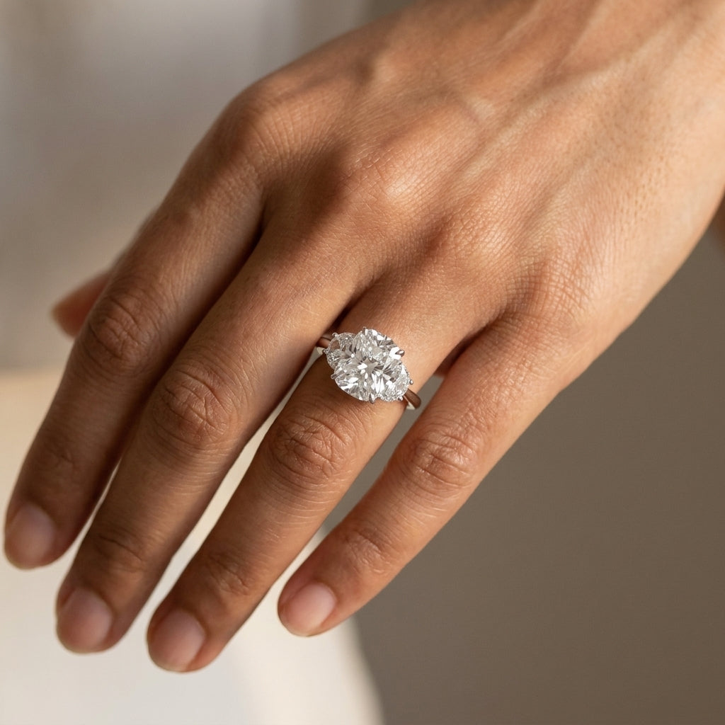 Meiara AI Lifestyle — Eve Elongated Cushion Eclipse of Love Three-Stone Ring