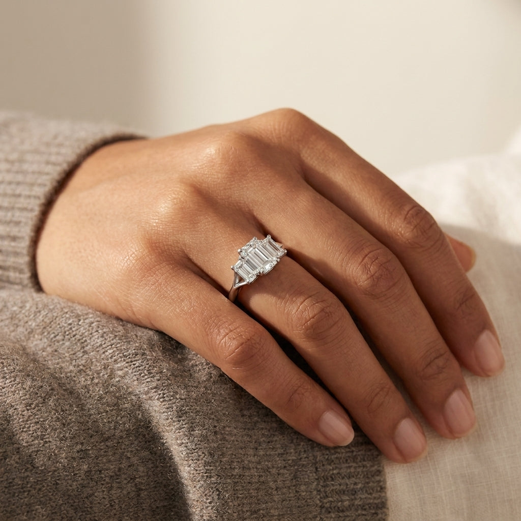 Meiara AI Lifestyle — Eve Emerald Classic Engagement Ring