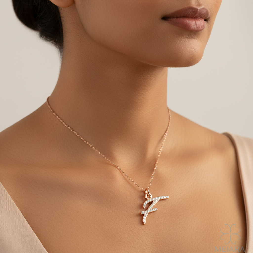 Meiara AI Lifestyle — Eve Script Initial 'F' Pendant