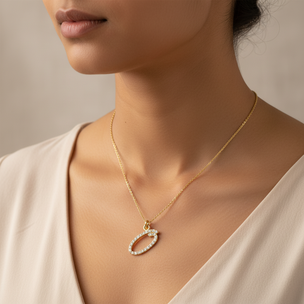 Meiara AI Lifestyle — Eve Script Initial 'O' Pendant