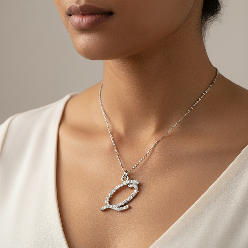 Meiara AI Lifestyle — Eve Script Initial 'Q' Pendant