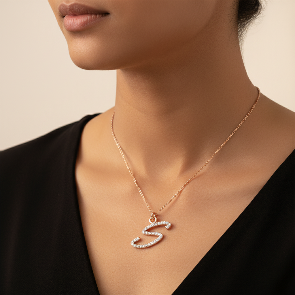 Meiara AI Lifestyle — Eve Script Initial 'S' Pendant