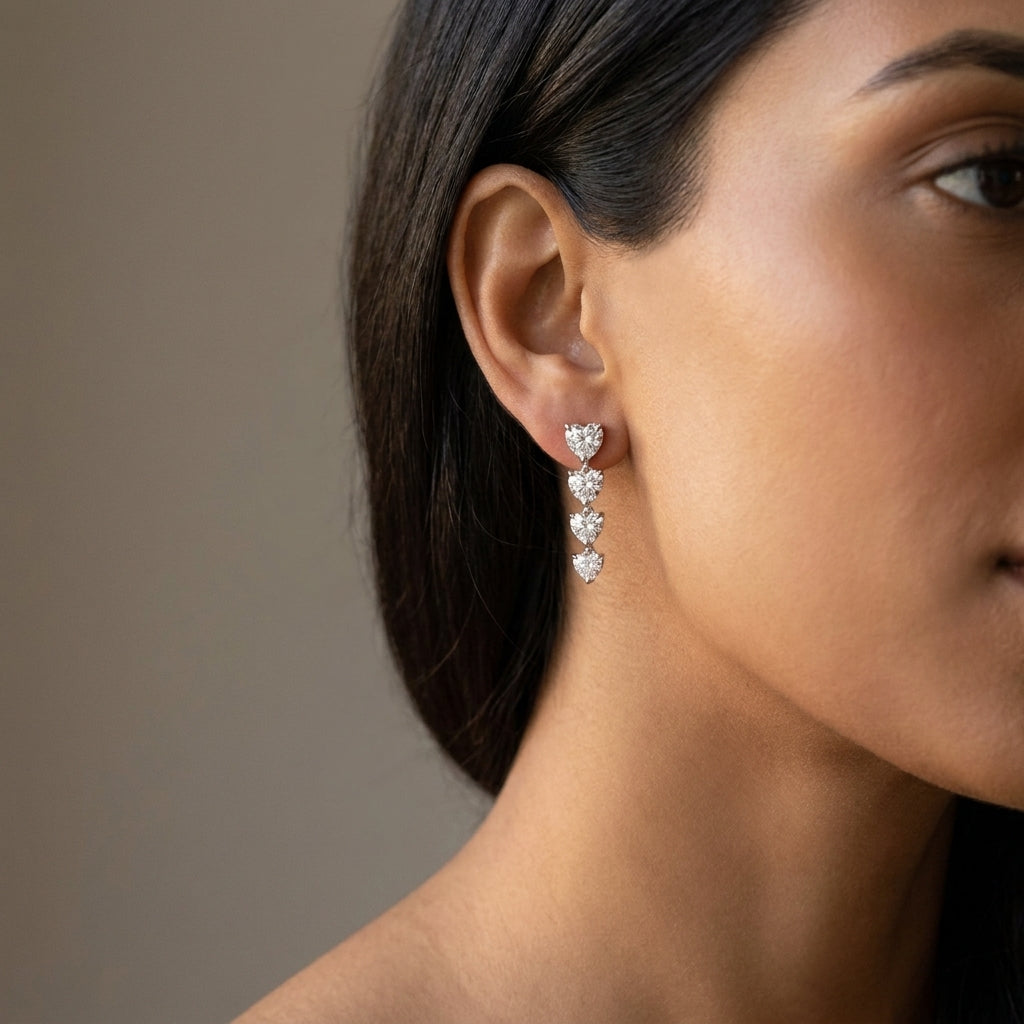 Meiara AI Lifestyle — Aria Heart Captivating Four-Stone Graduated Drop Earrings