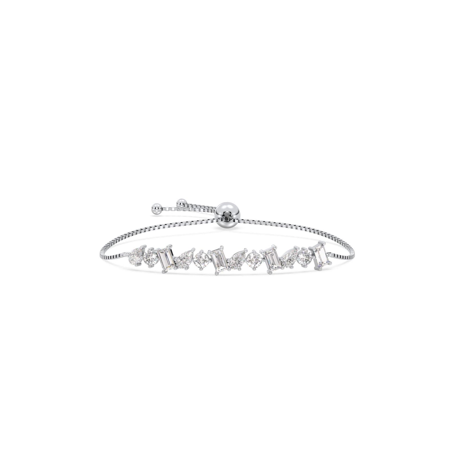 Certified Moissanite Bracelet: 925 Sterling Silver, 18K White Gold