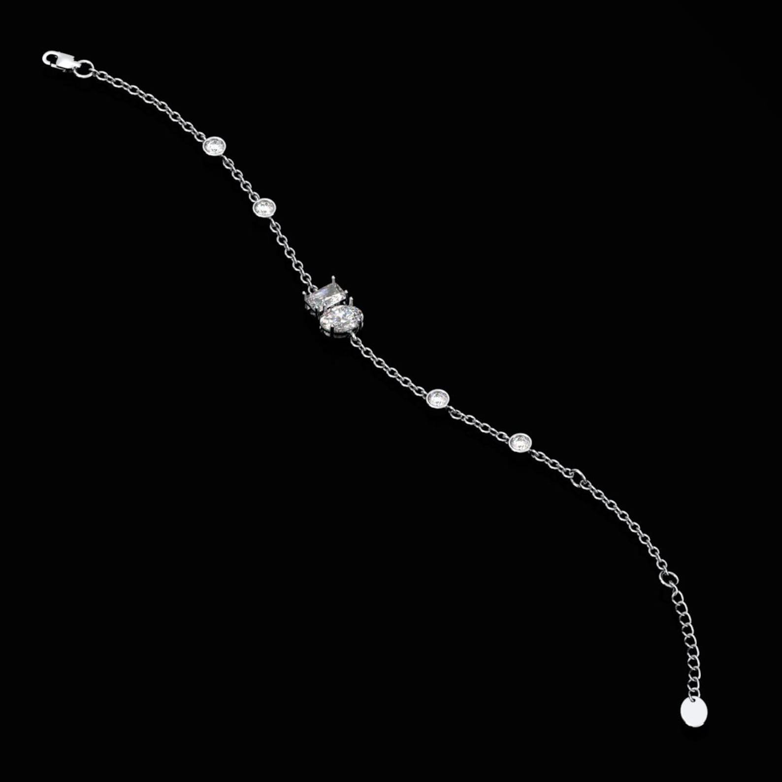 Certified Moissanite Bracelet: 925 Sterling Silver, 18K White Gold