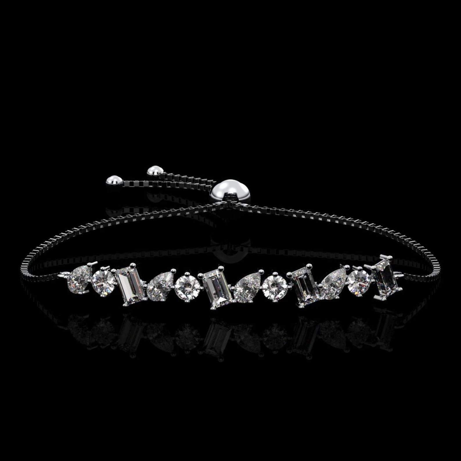 Certified Moissanite Bracelet: 925 Sterling Silver, 18K White Gold