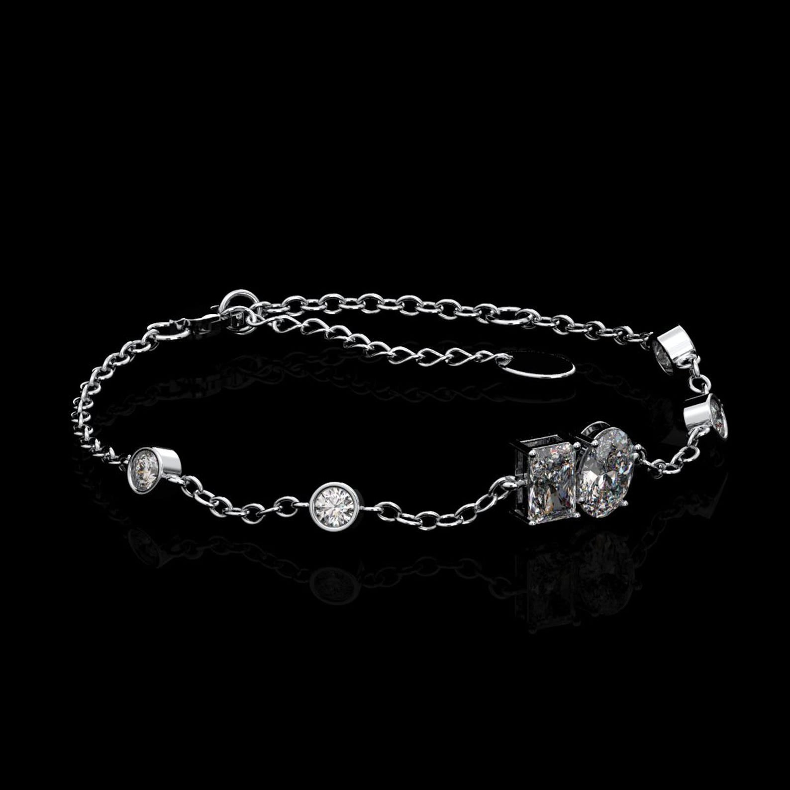 Certified Moissanite Bracelet: 925 Sterling Silver, 18K White Gold