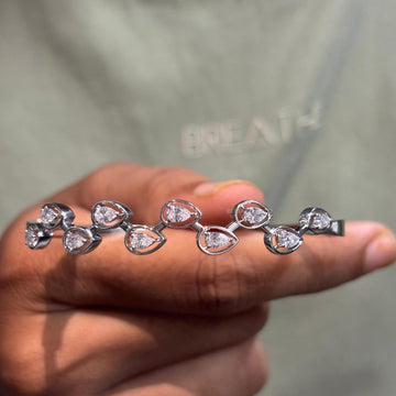 Pear Shape Moissanite Diamond Bracelet, Teardrop Cluster Design in 14K White Gold Elegant Jewellery for Women, Gift for Special Occasions