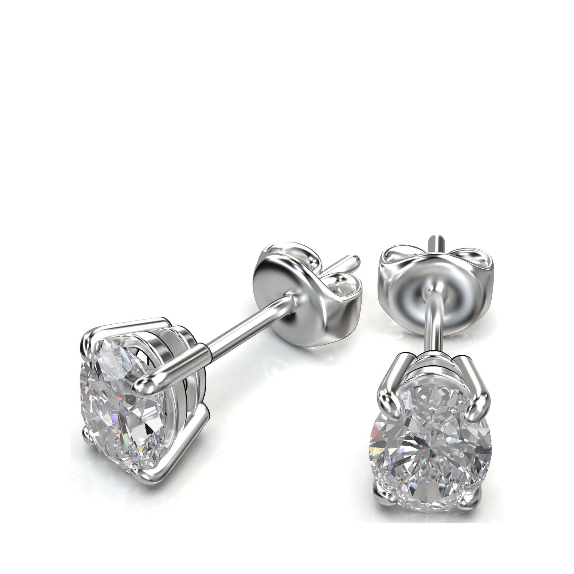 Meiara Eve Oval Radiant Four-Prong Basket Stud in 925 sterling silver