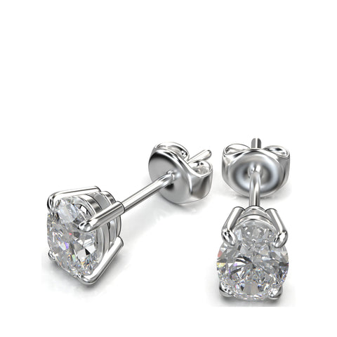 Eve Oval Radiant Four-Prong Basket Stud