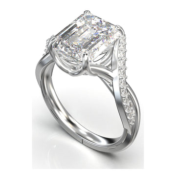 Meiara Iris Emerald Halo Crossover Pavé Ring in 925 sterling silver