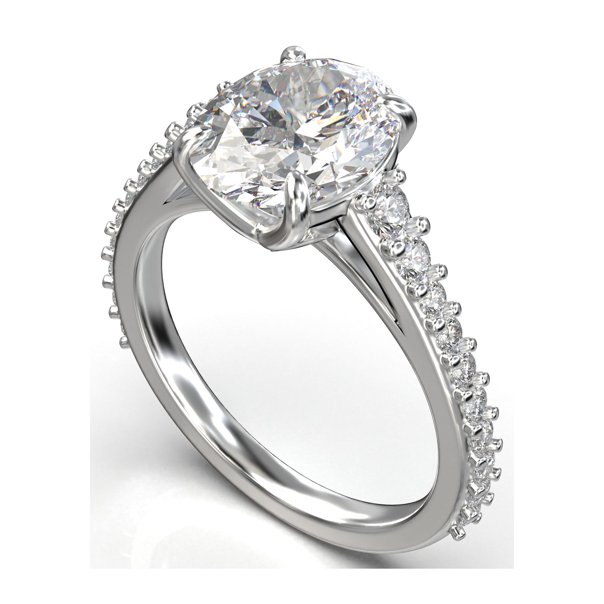 Meiara Iris Oval Hidden Halo Pavé Ring in 925 sterling silver