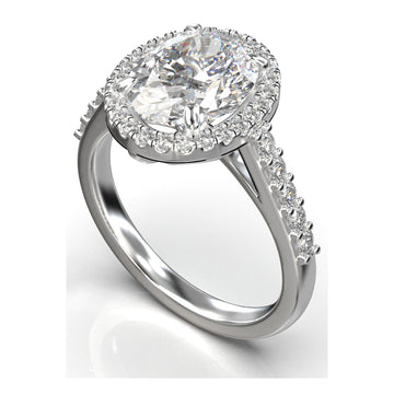 Meiara Iris Oval Halo Pavé Shoulder Ring in 925 sterling silver