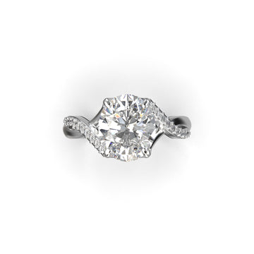 Meiara Eve Round Twisted Side-Stone Engagement Ring in 925 sterling silver