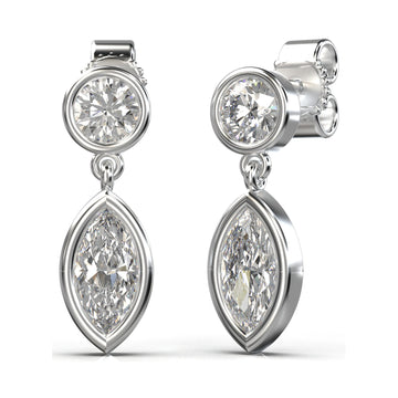 Meiara Aria Sleek Bezel Drop Earrings in 925 sterling silver