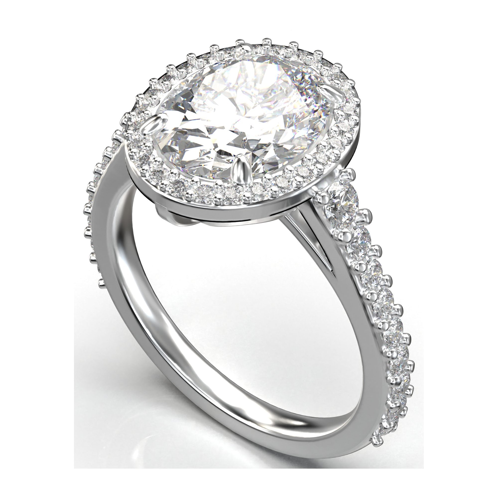 Meiara Iris Oval Halo Full Pavé Ring in 925 sterling silver