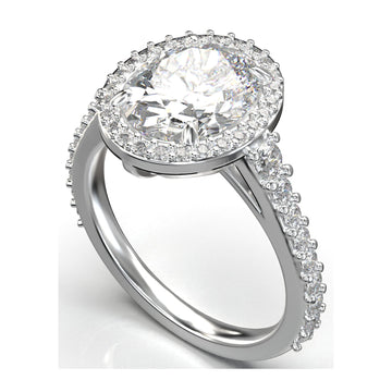 Meiara Iris Oval Halo Full Pavé Ring in 925 sterling silver