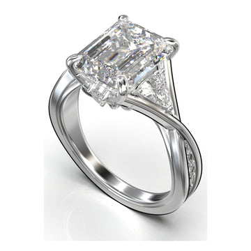 Meiara Eve Emerald Trapezoid Twist Three-Stone Ring in 925 sterling silver