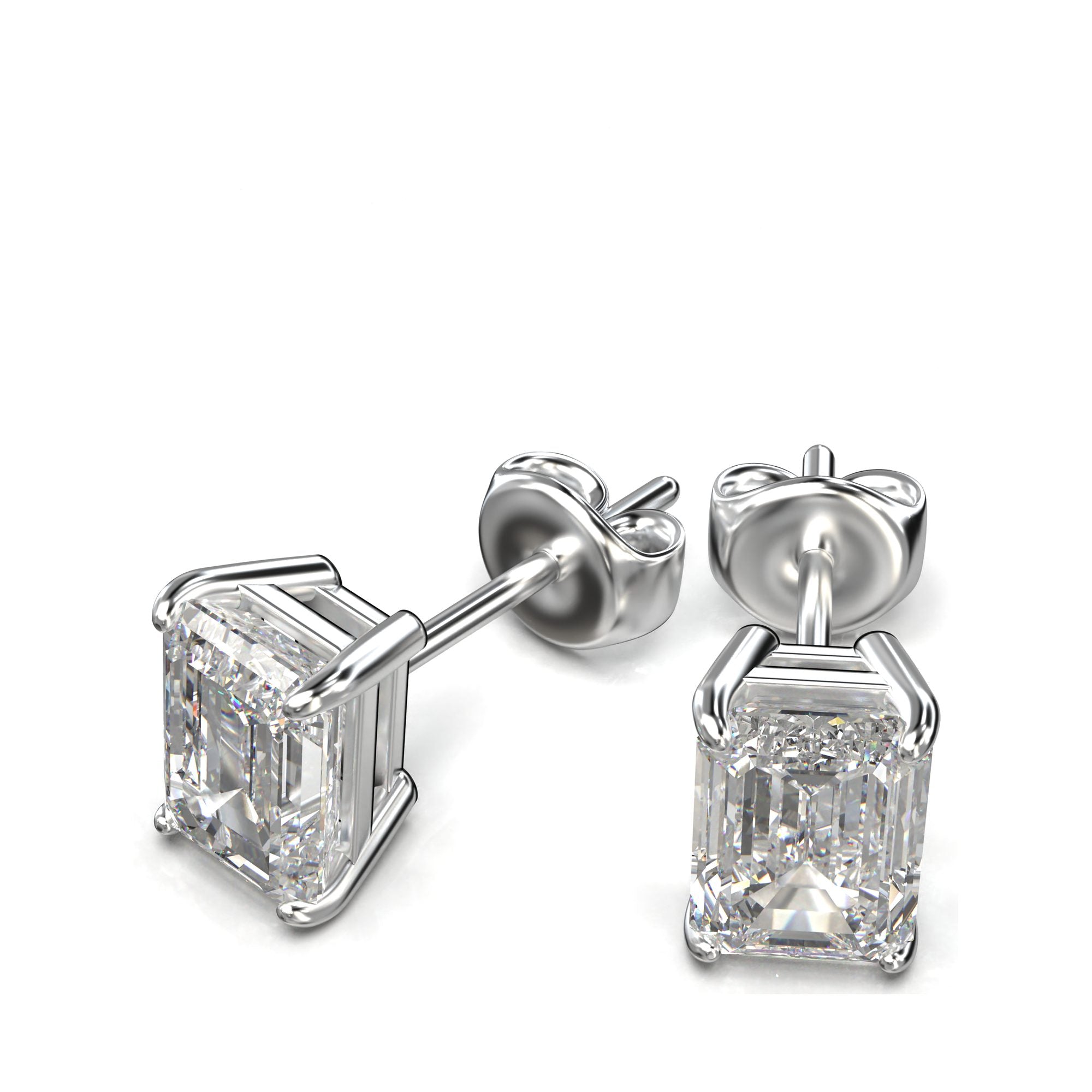 Meiara Eve Emerald Radiant Four-Prong Basket Stud in 925 sterling silver