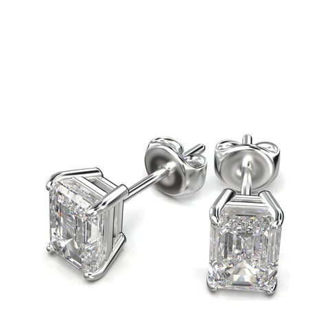 Eve Emerald Radiant Four-Prong Basket Stud