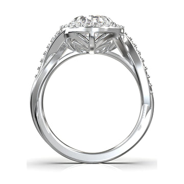 Meiara Iris Oval Halo Twisted Pavé Ring in 925 sterling silver