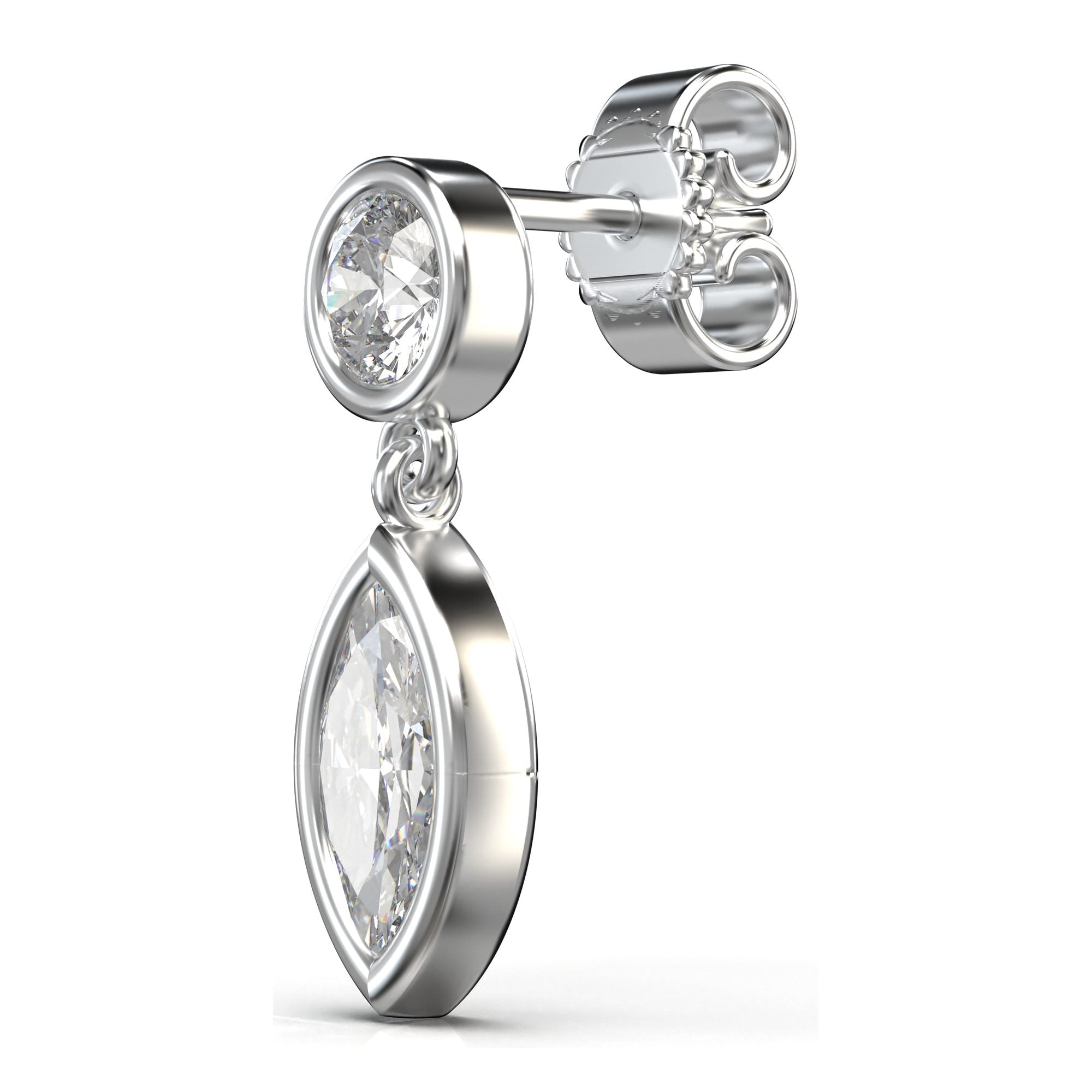 Meiara Aria Sleek Bezel Drop Earrings in 925 sterling silver