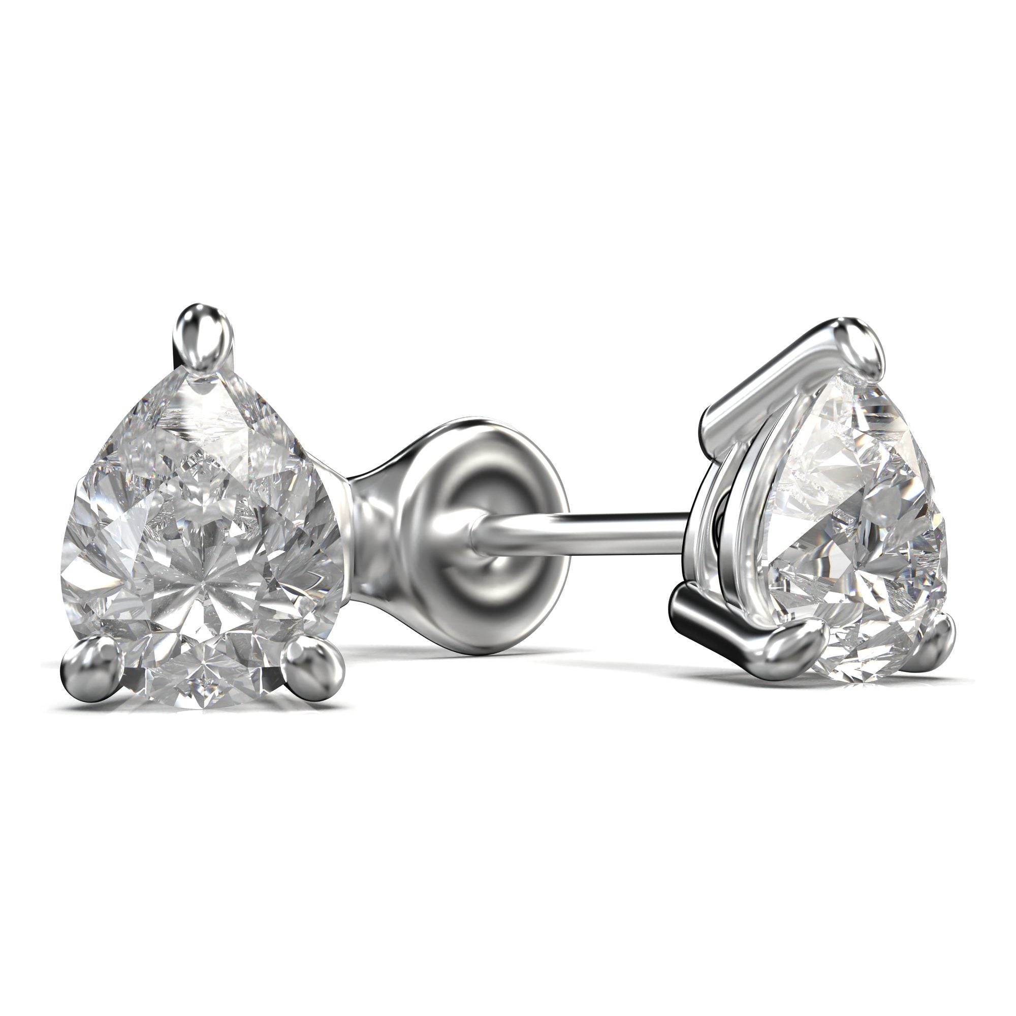 Meiara Eve Pear Radiant Three-Prong Martini Stud in 925 sterling silver