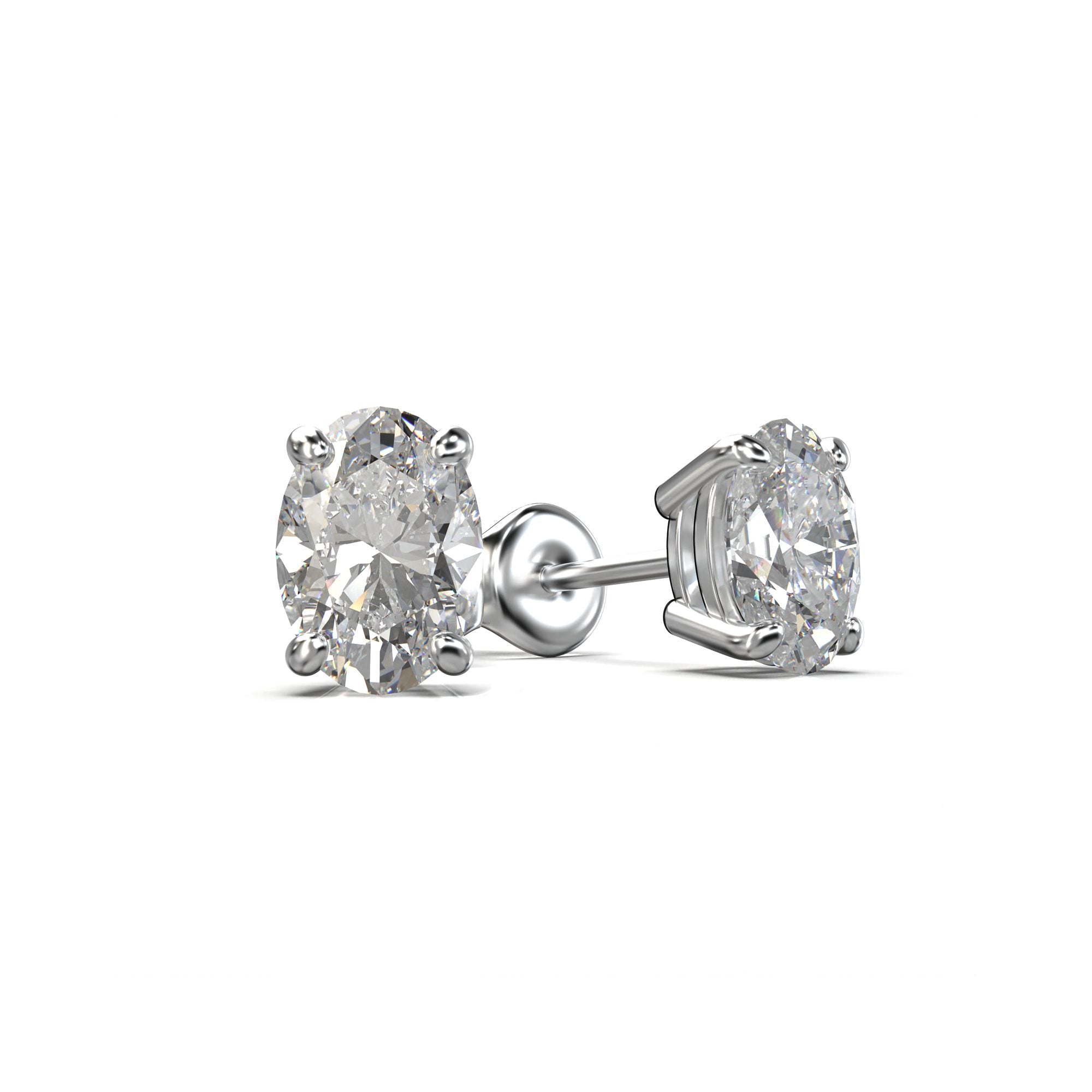 Meiara Eve Oval Radiant Four-Prong Basket Stud in 925 sterling silver