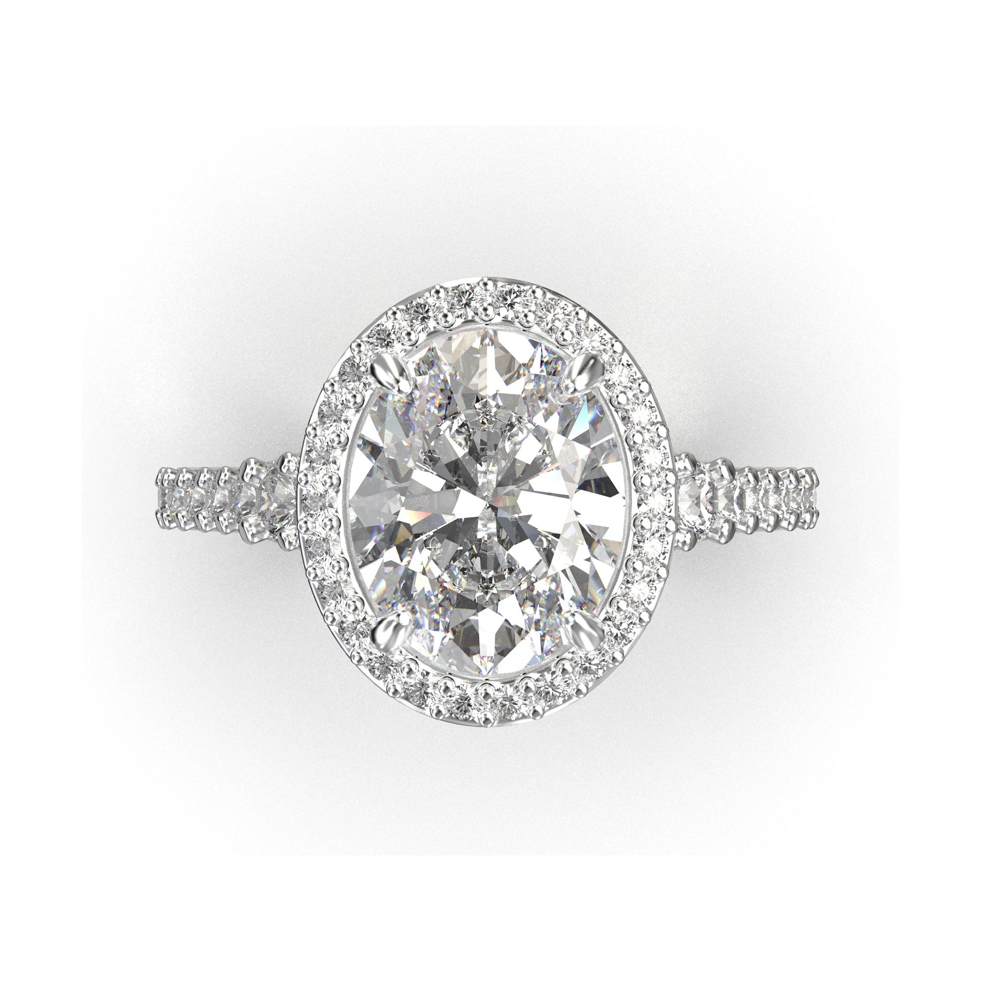 Meiara Iris Oval Halo Full Pavé Ring in 925 sterling silver
