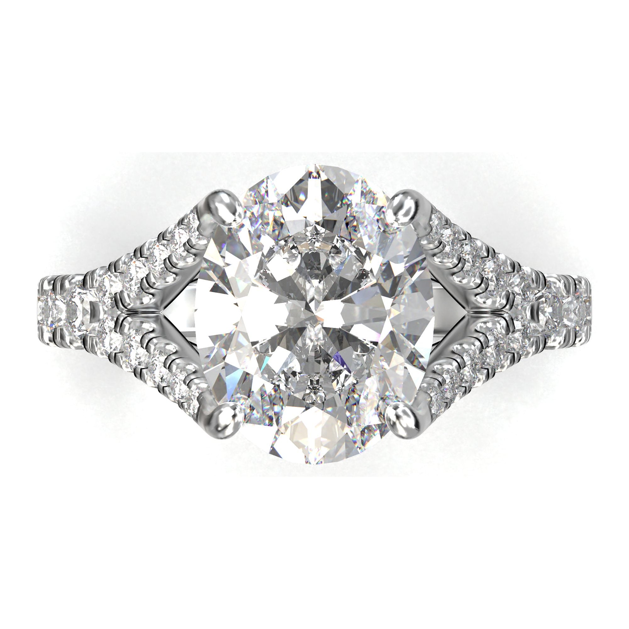 Meiara Iris Oval Hidden Halo Split Shank Ring in 925 sterling silver