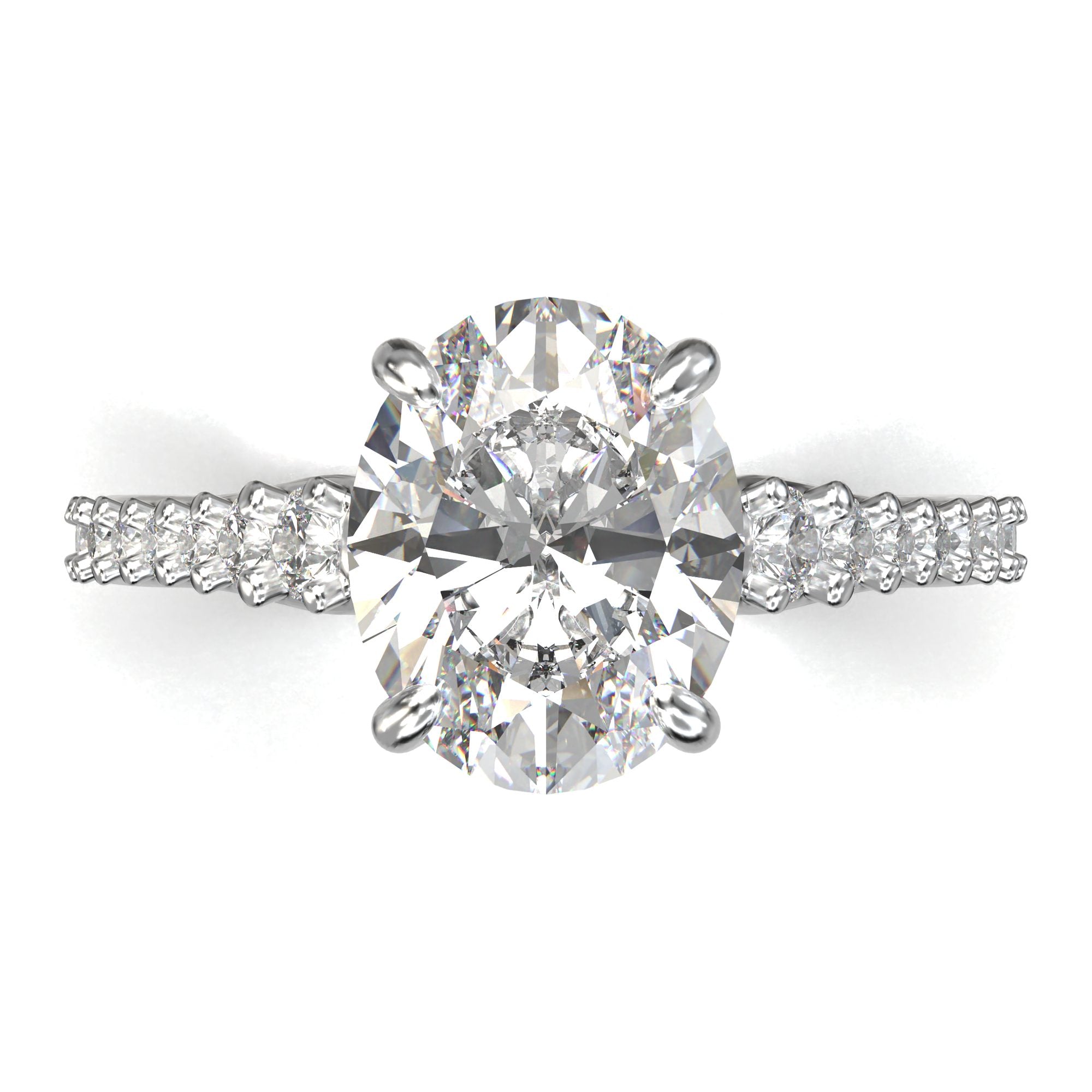 Meiara Iris Oval Hidden Halo Pavé Ring in 925 sterling silver