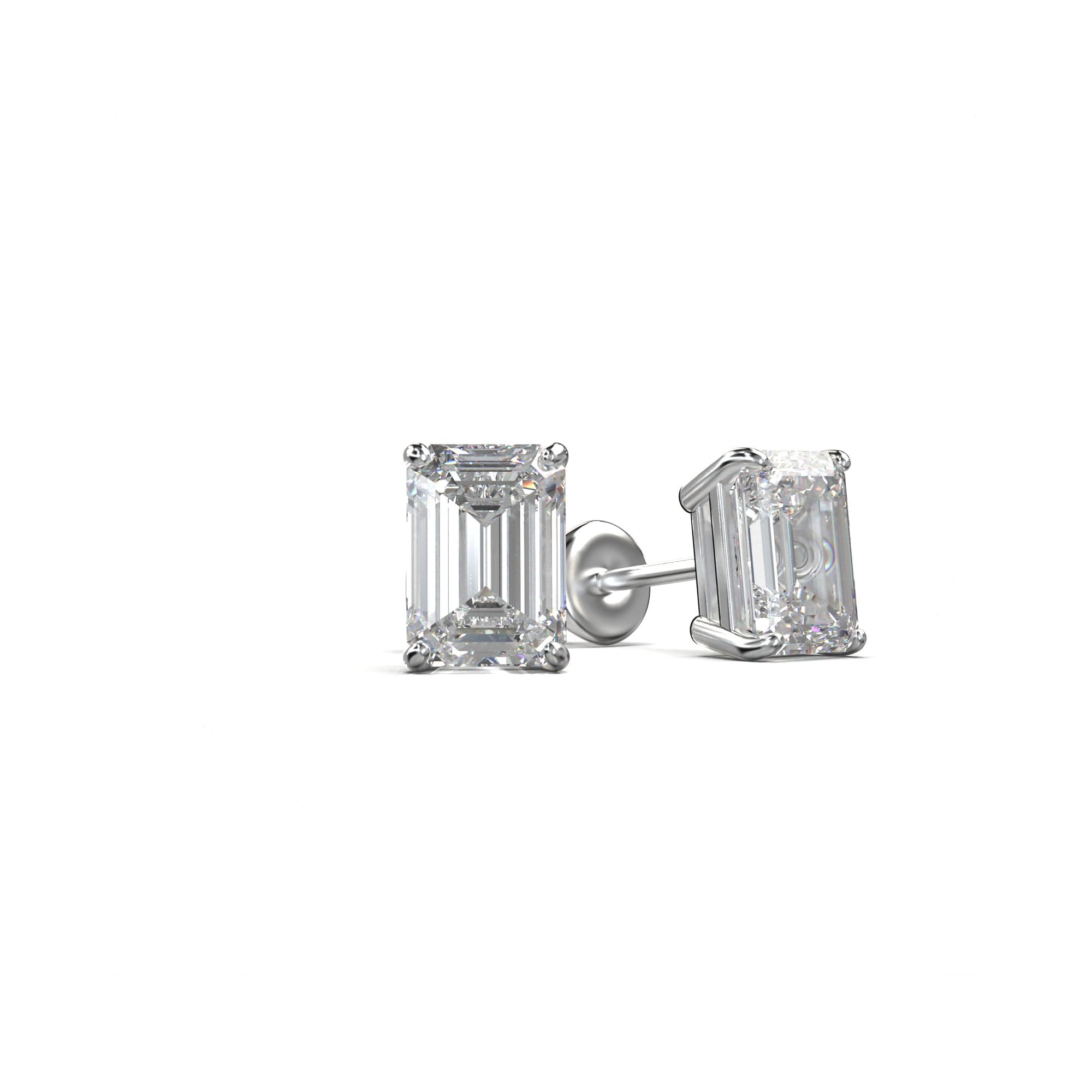 Meiara Eve Emerald Radiant Four-Prong Basket Stud in 925 sterling silver