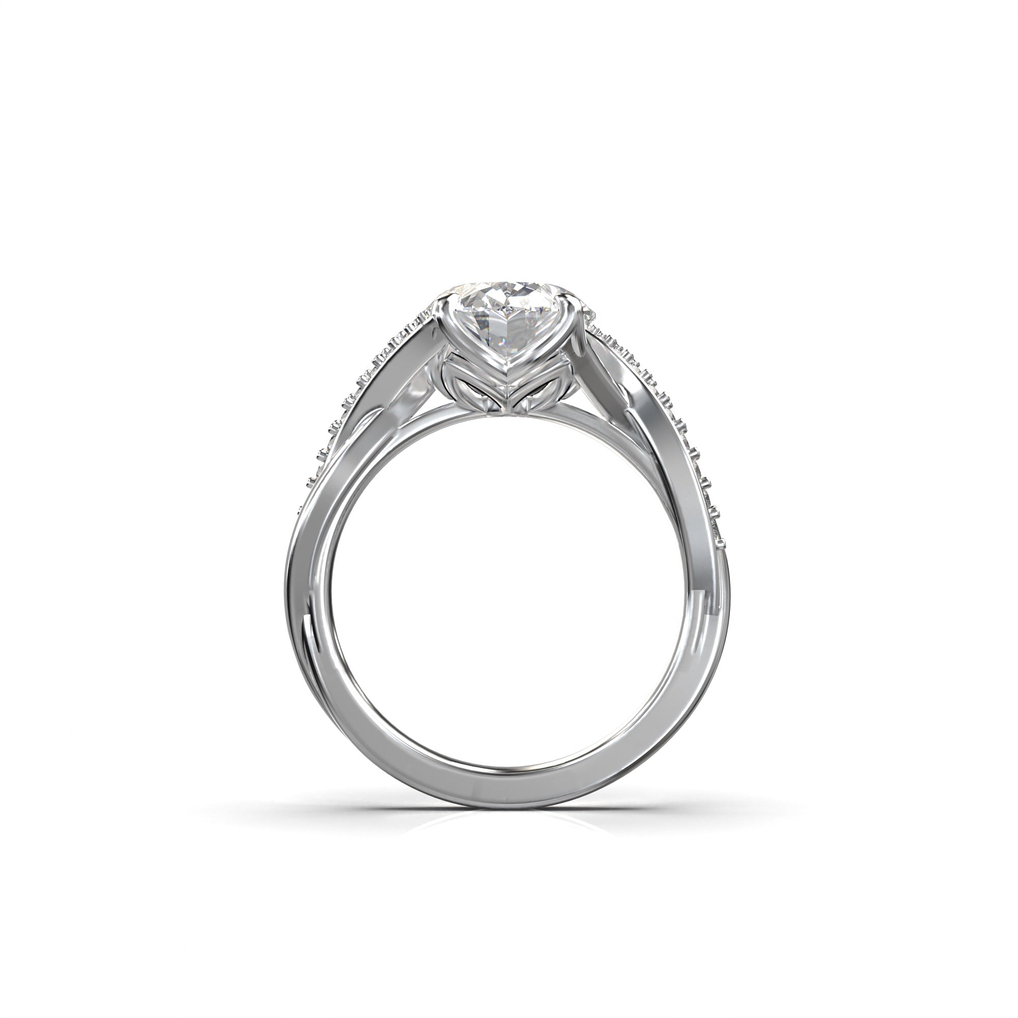 Meiara Eve Round Twisted Side-Stone Engagement Ring in 925 sterling silver