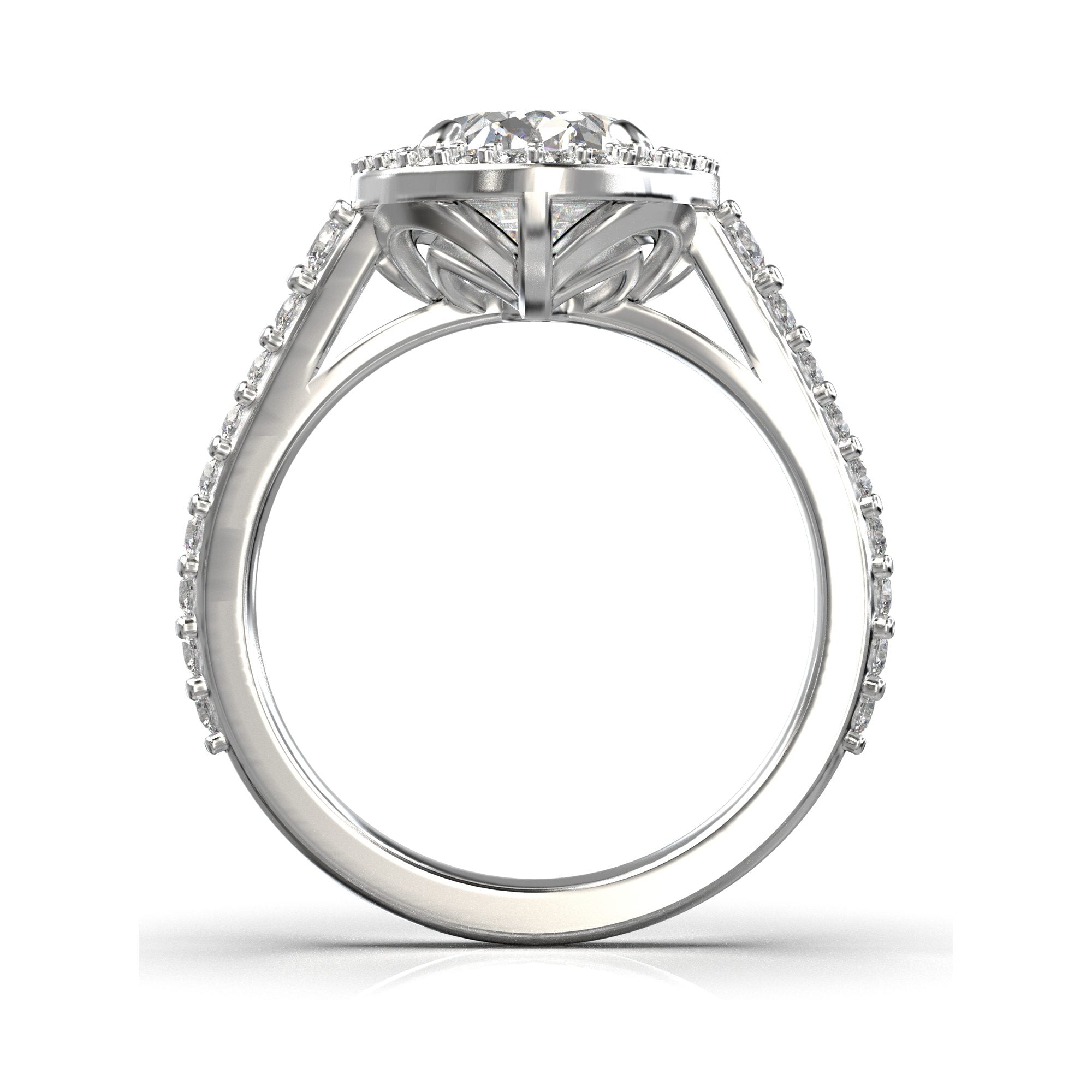 Meiara Iris Oval Halo Full Pavé Ring in 925 sterling silver