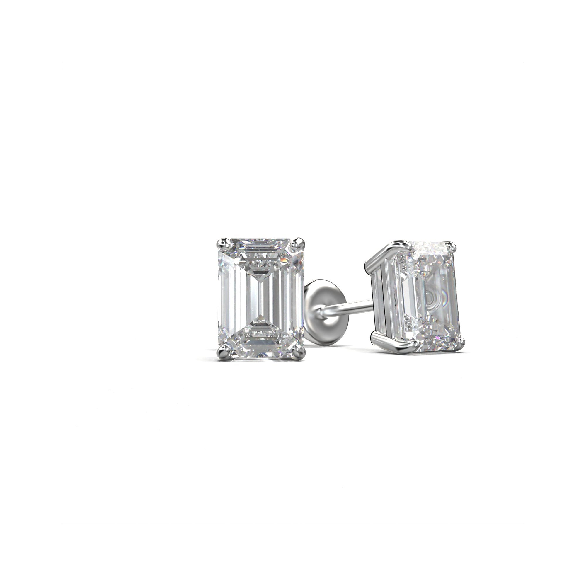 Meiara Eve Emerald Radiant Four-Prong Basket Stud in 925 sterling silver