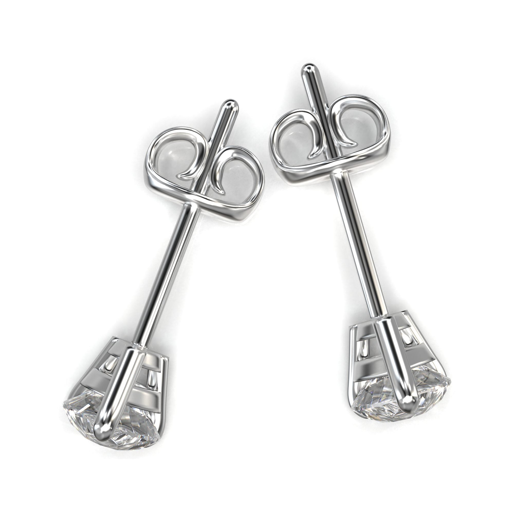 Meiara Eve Pear Radiant Three-Prong Martini Stud in 925 sterling silver