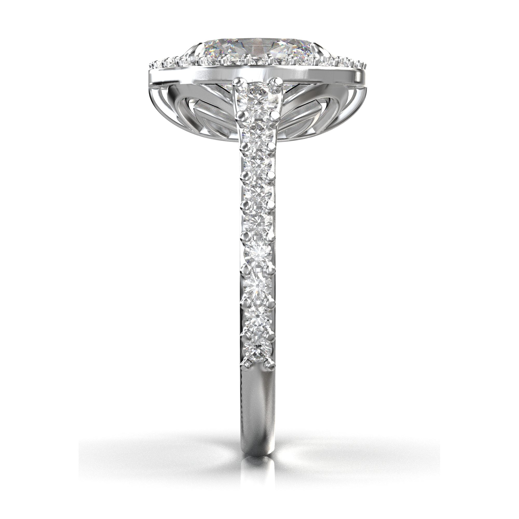 Meiara Iris Oval Halo Full Pavé Ring in 925 sterling silver