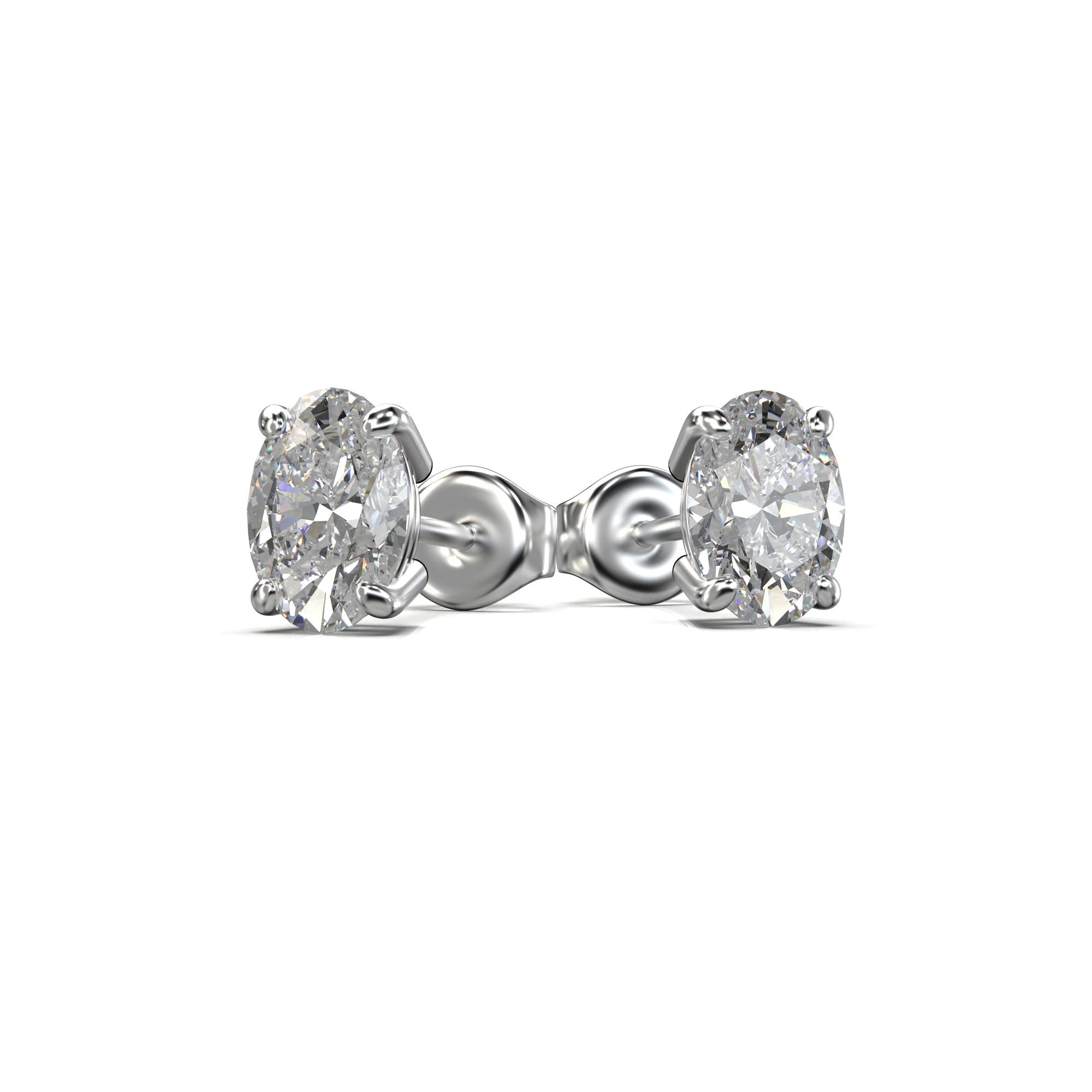 Meiara Eve Oval Radiant Four-Prong Basket Stud in 925 sterling silver