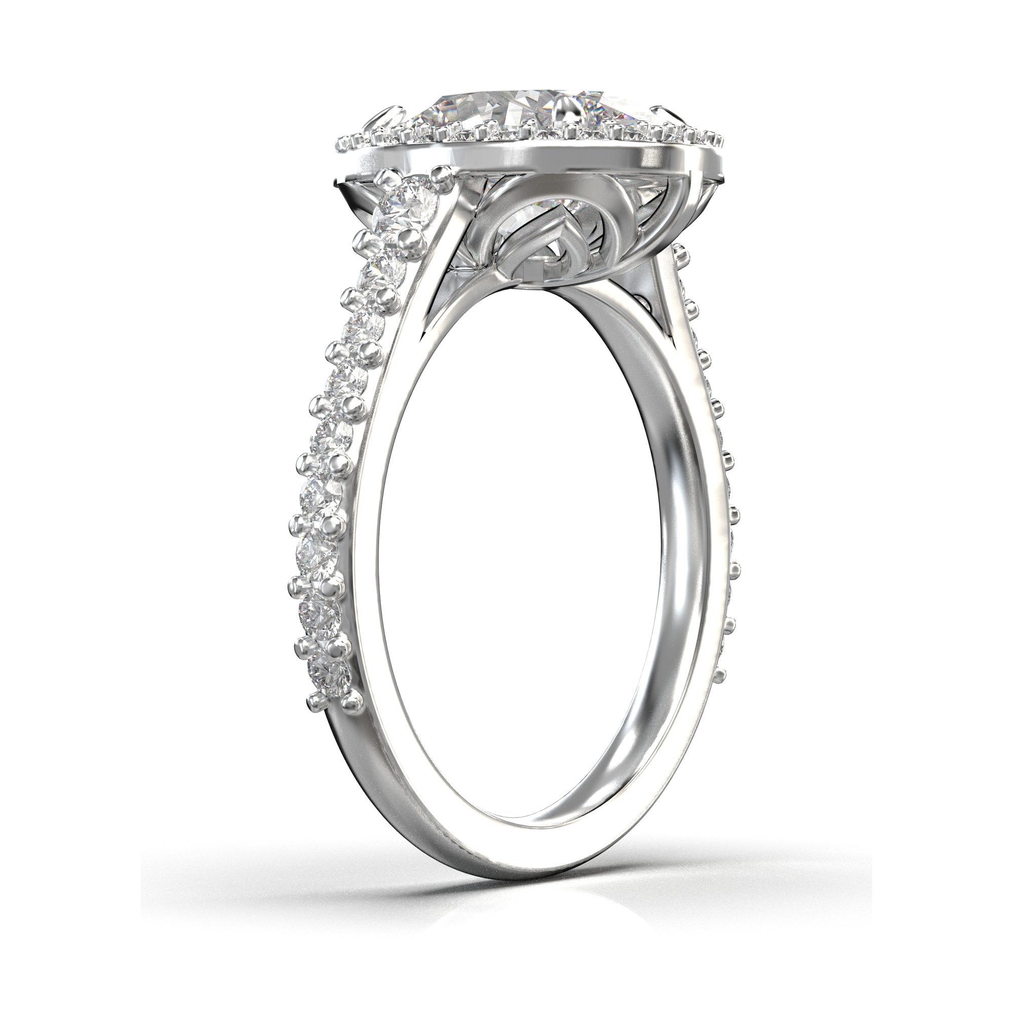 Meiara Iris Oval Halo Full Pavé Ring in 925 sterling silver