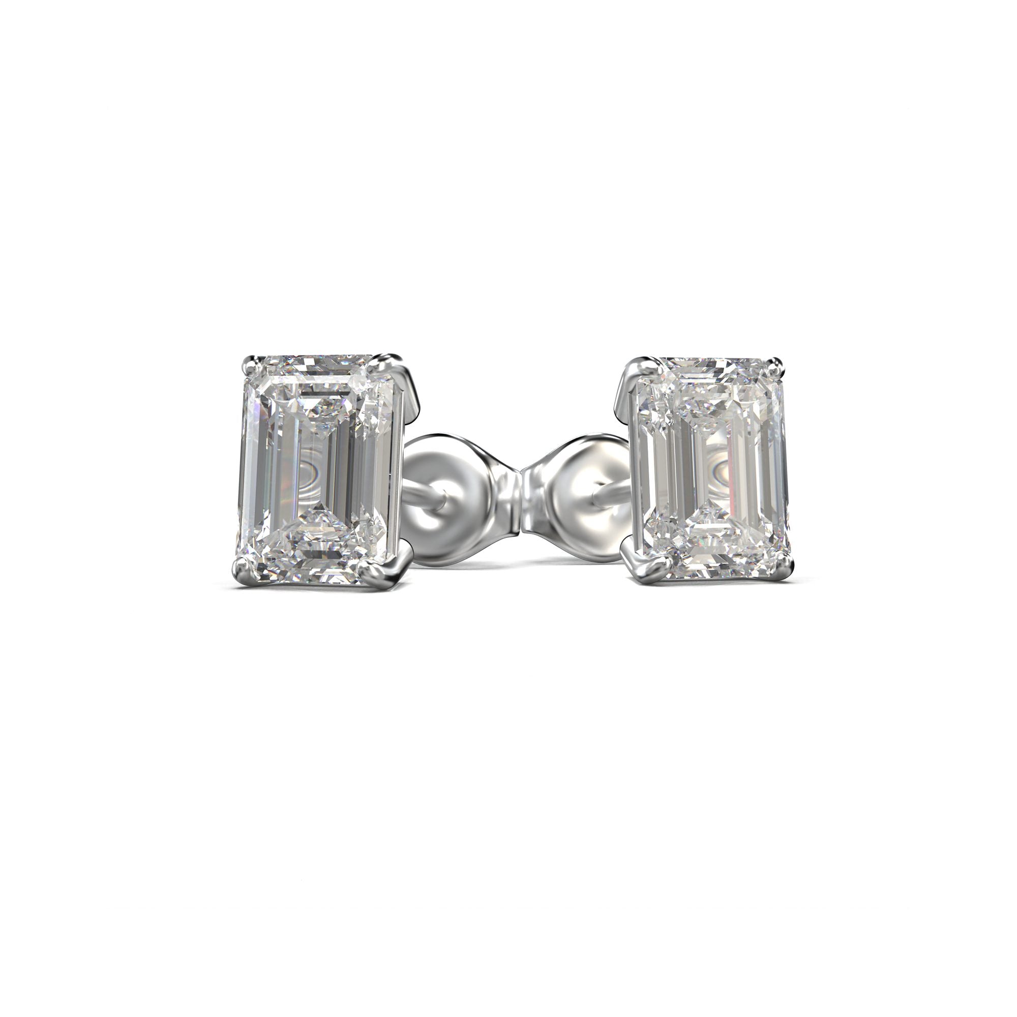 Meiara Eve Emerald Radiant Four-Prong Basket Stud in 925 sterling silver