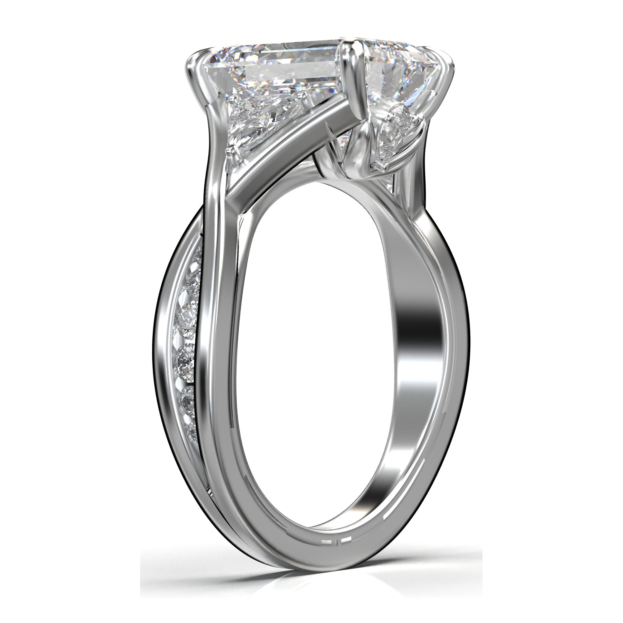 Meiara Eve Emerald Trapezoid Twist Three-Stone Ring in 925 sterling silver