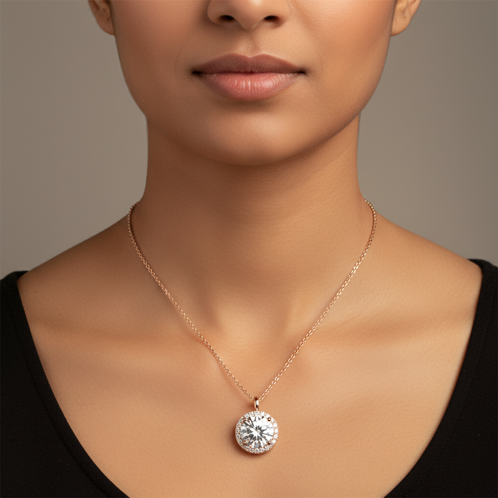 Meiara AI Lifestyle — Iris Single-Bail Halo Pendant