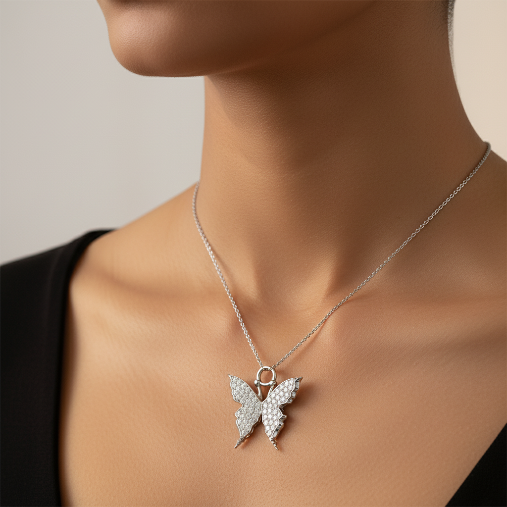 Meiara AI Lifestyle — Lume Pavé Butterfly Pendant